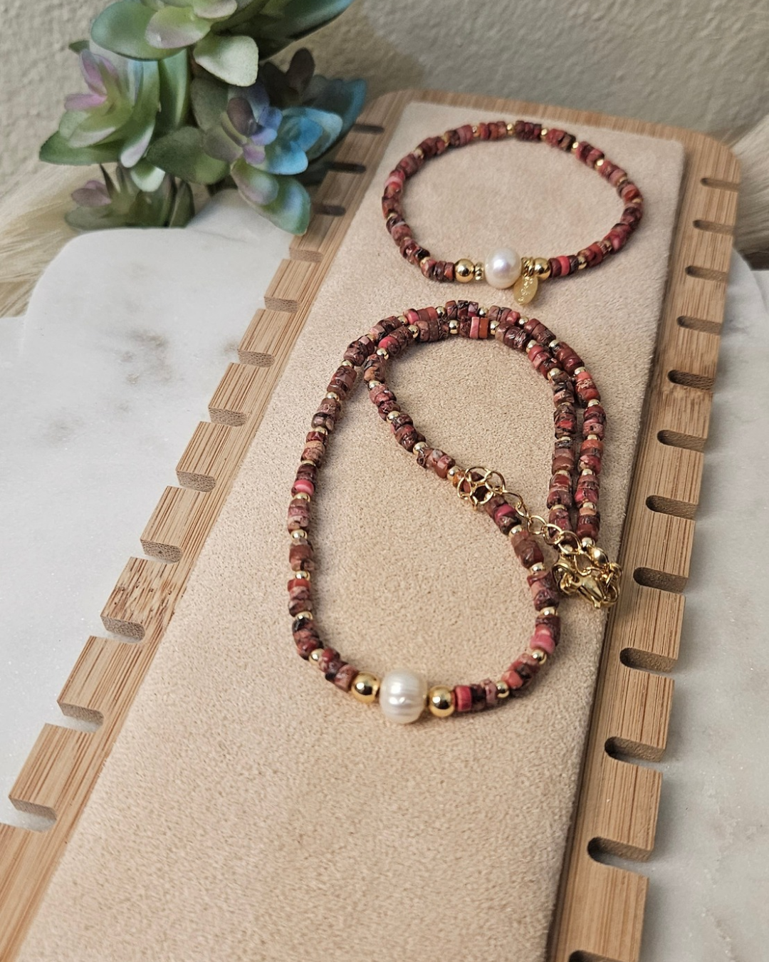 Collar y Pulsera Cornelia Rojo