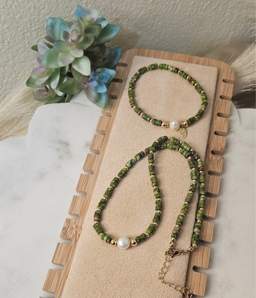 Collar y Pulsera Cornelia Verde