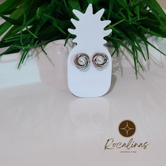 Aretes plata con perla